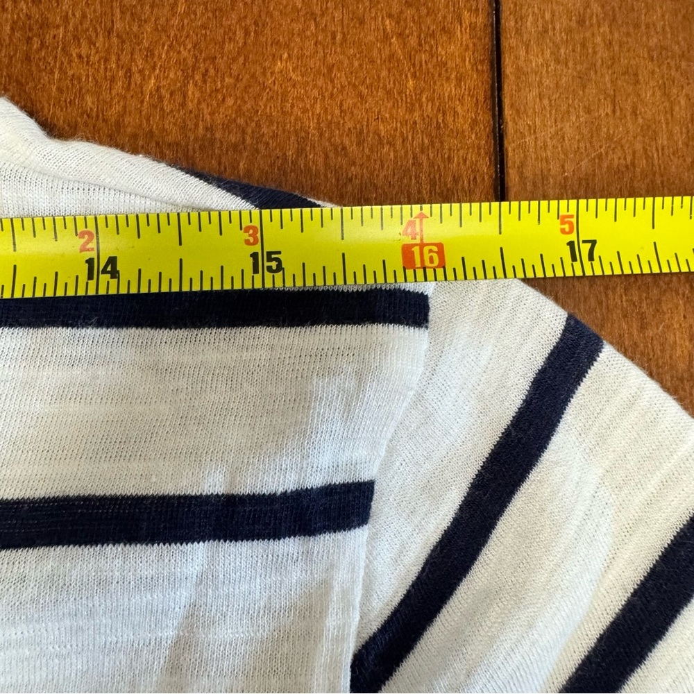 NWT Banana Republic Scoop Neck Malibu Tee Navy & White Striped Bell Cuffs Size L - Picture 7 of 11